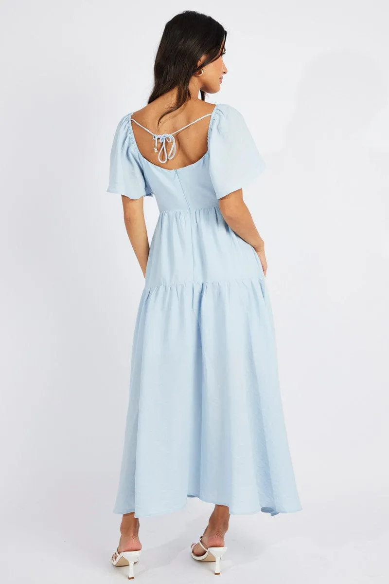 Blue Maxi Dress Square Neck Tiered sold by Ally Fashion product image thumbnail 5