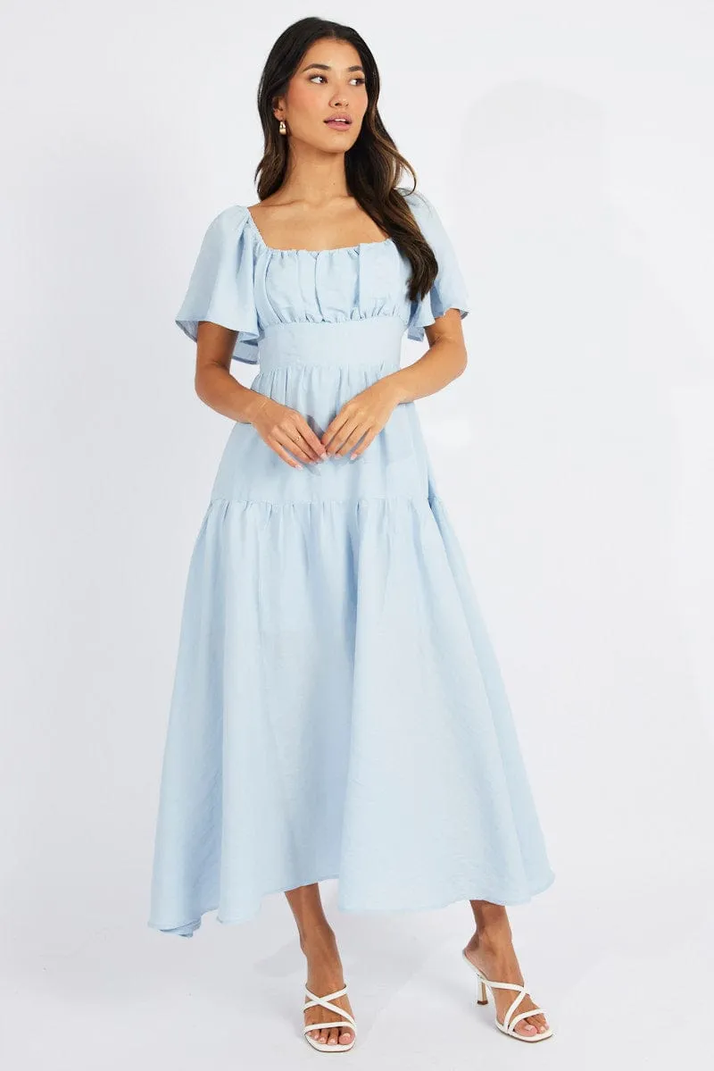 Blue Maxi Dress Square Neck Tiered sold by Ally Fashion product image thumbnail 2