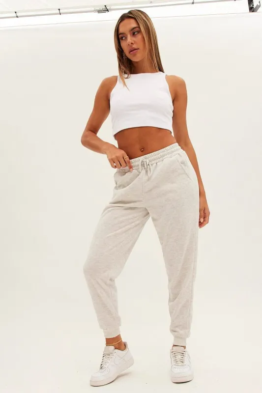 Grey Track Pants Elastic Waist sold by Ally Fashion