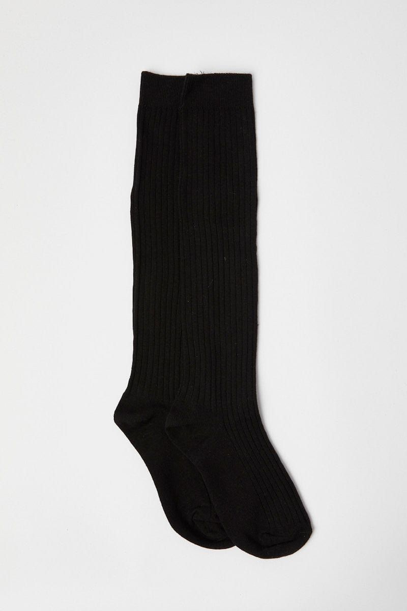Black Rib Knee High Socks sold by Ally Fashion