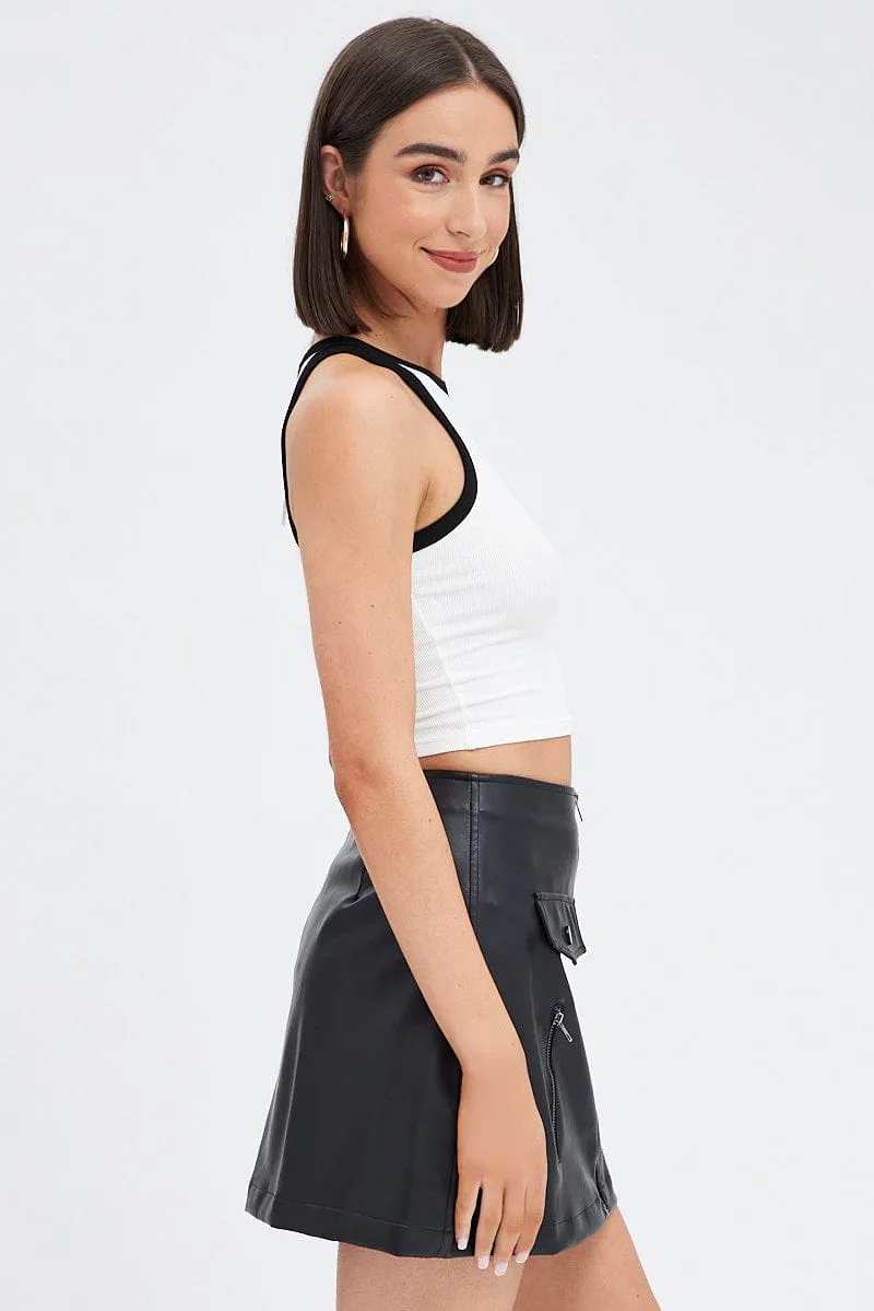 Black PU Skirt Mini High Rise Pencil Biker Faux Leather sold by Ally Fashion product image thumbnail 4