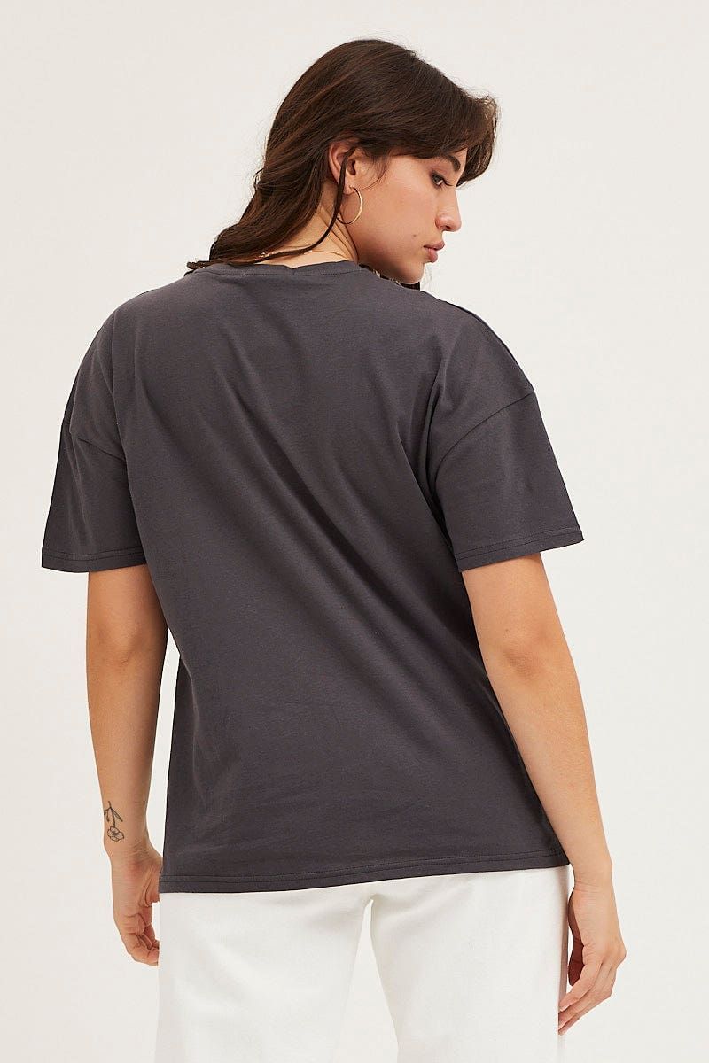 Grey Graphic T Shirt Short Sleeve Crew Neck sold by Ally Fashion product image thumbnail 5