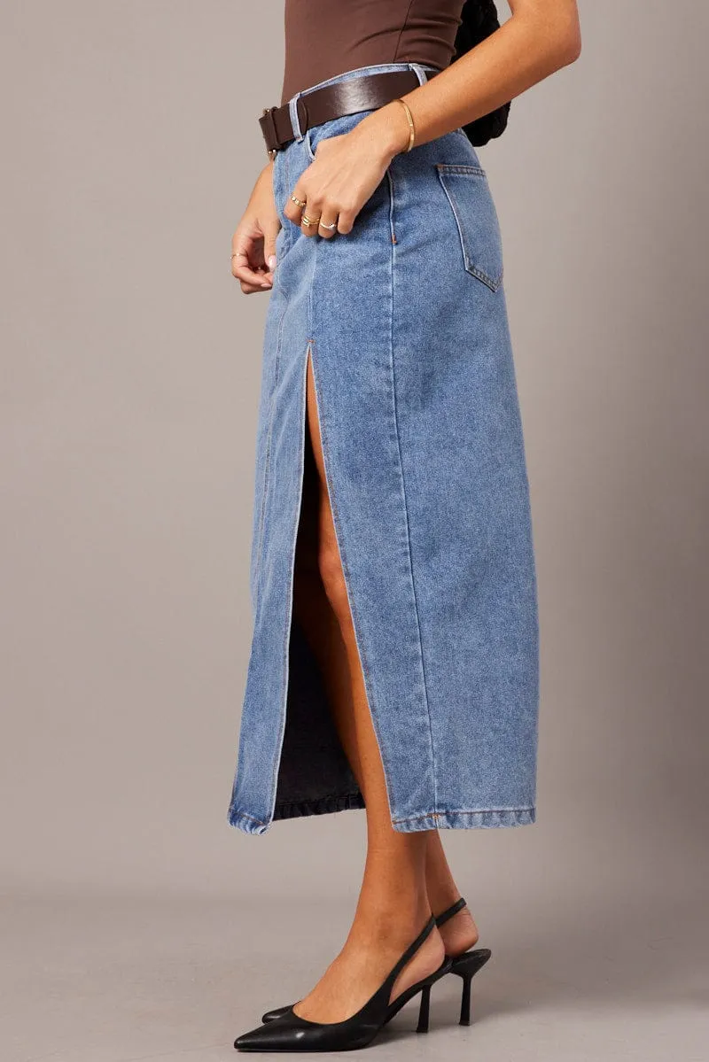 Denim Maxi Skirt Denim Pencil Slit sold by Ally Fashion product image thumbnail 4
