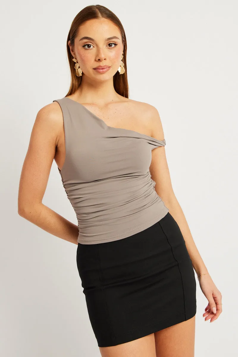 Brown Supersoft Top Twist off Shoulder sold by Ally Fashion product image thumbnail 3