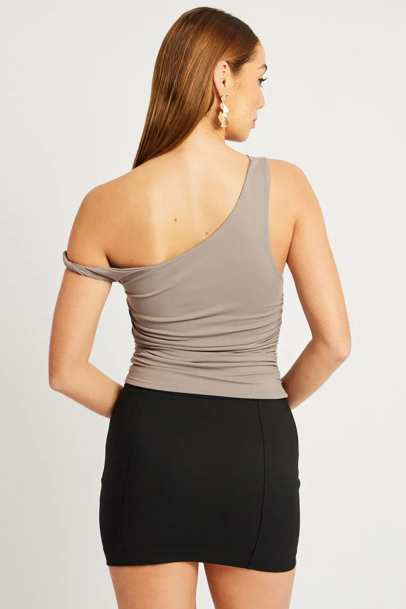 Brown Supersoft Top Twist off Shoulder sold by Ally Fashion product image thumbnail 5