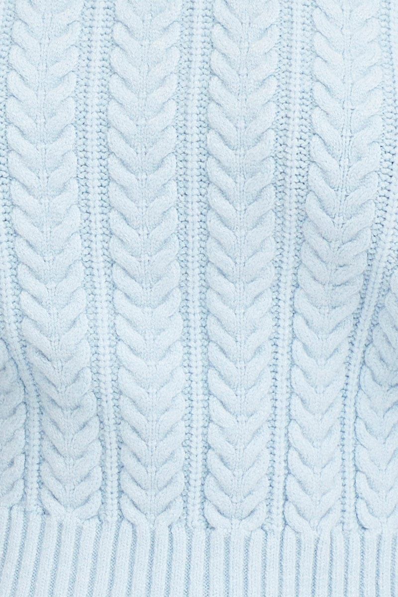 Blue Knit Top Long Sleeve Crop Cable sold by Ally Fashion product image thumbnail 6