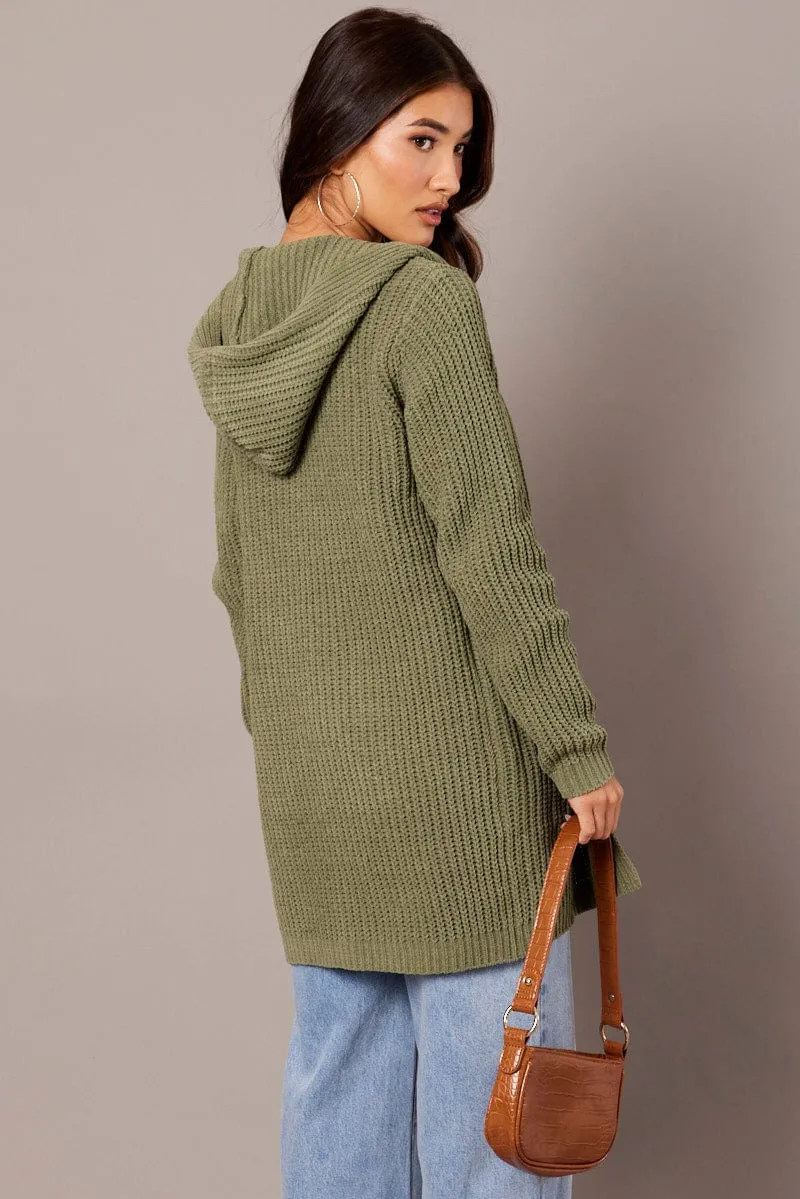 Green Knit Cardigan Hooded Longline Chenille sold by Ally Fashion product image thumbnail 5