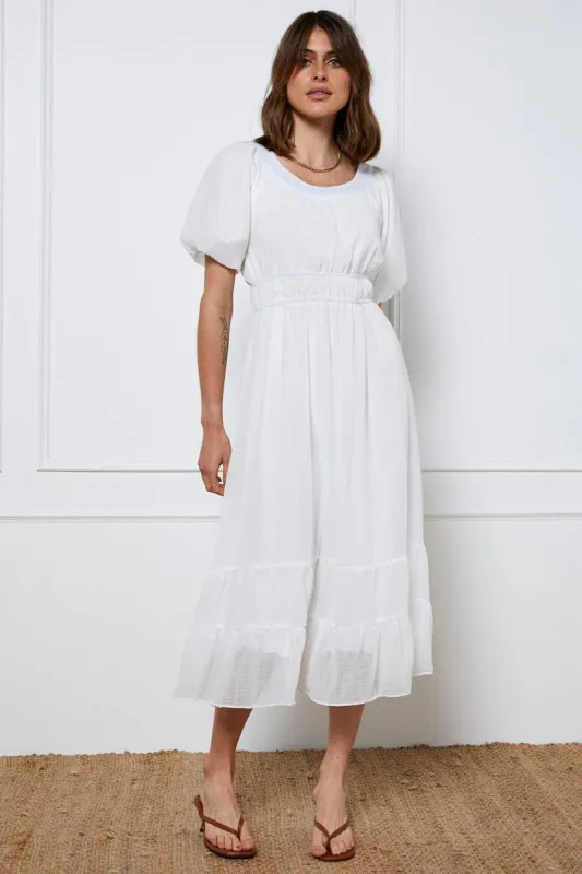 White Maxi Dress Short Sleeve Round Neck sold by Ally Fashion