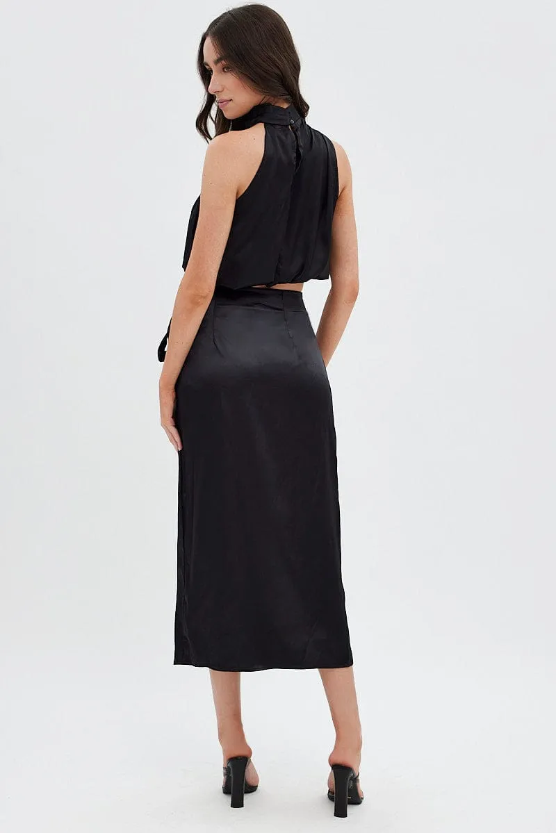 Black Twist Midi Skirt sold by Ally Fashion product image thumbnail 5