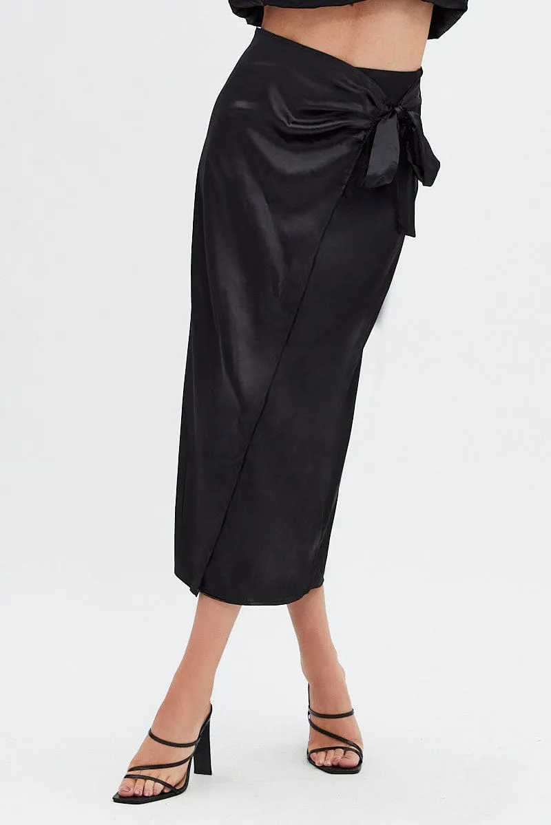 Black Twist Midi Skirt sold by Ally Fashion product image thumbnail 2