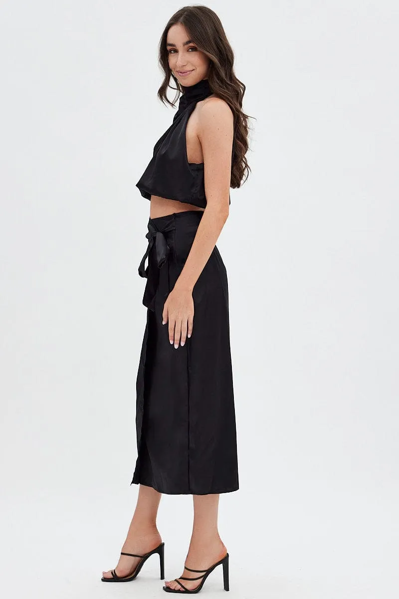 Black Twist Midi Skirt sold by Ally Fashion product image thumbnail 4