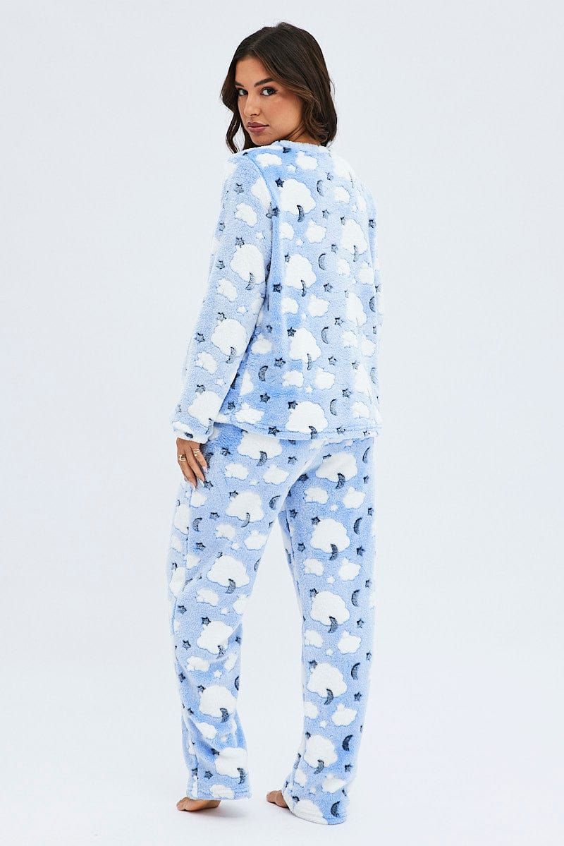 Pink Print Fluffy Fleece Pyjama Stars and Moon Pj Set sold by Ally Fashion product image thumbnail 5