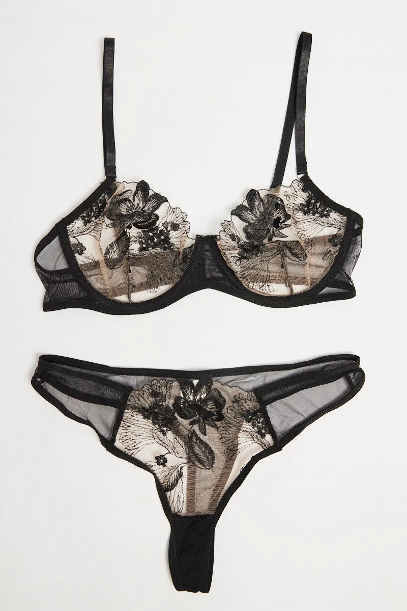 Black Embroidery Lingerie Set sold by Ally Fashion