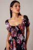 Black Floral Fit And Flare Dress Puff Sleeve Mini sold by Ally Fashion
