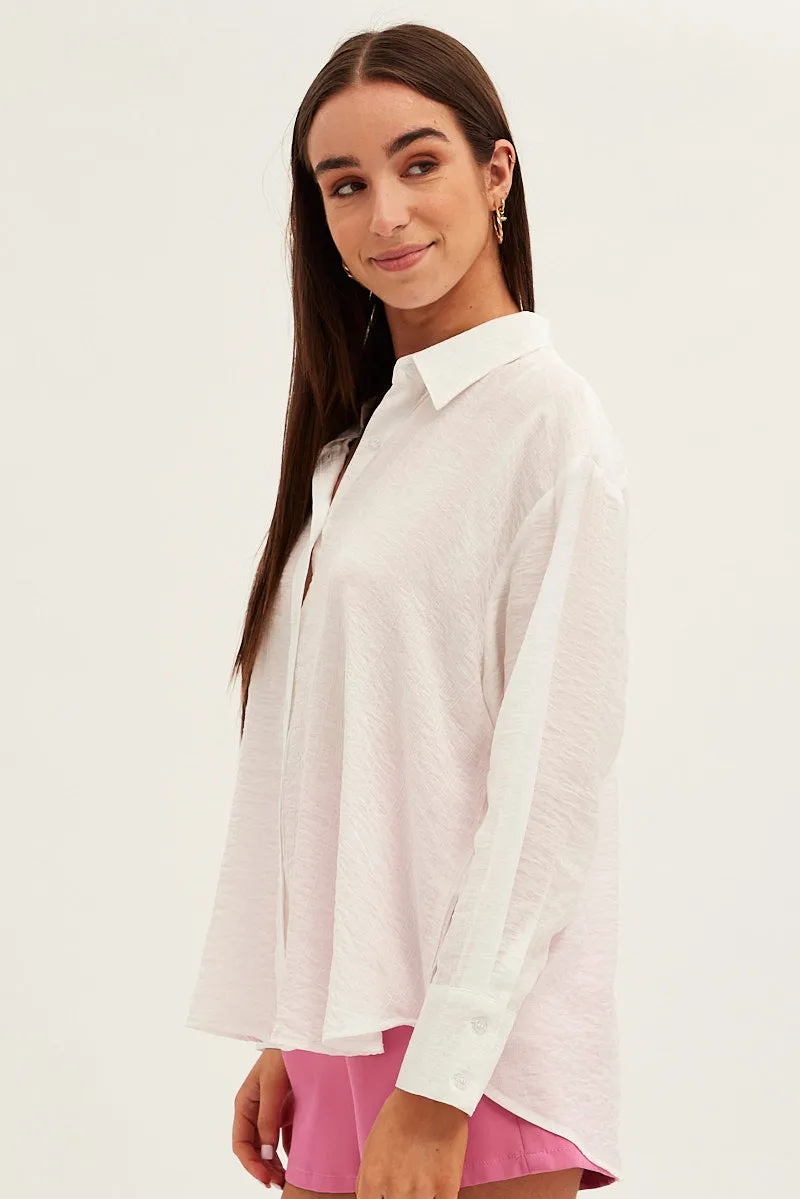 White Textured Shirt Long Sleeve Collared sold by Ally Fashion product image thumbnail 4
