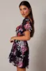 Black Floral Fit And Flare Dress Puff Sleeve Mini sold by Ally Fashion