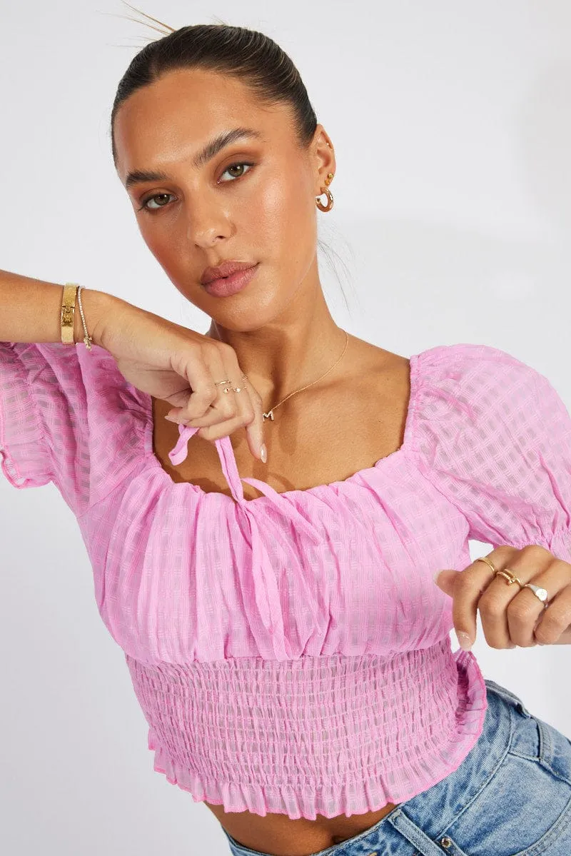Pink Crop Top Short Sleeve sold by Ally Fashion product image thumbnail 3