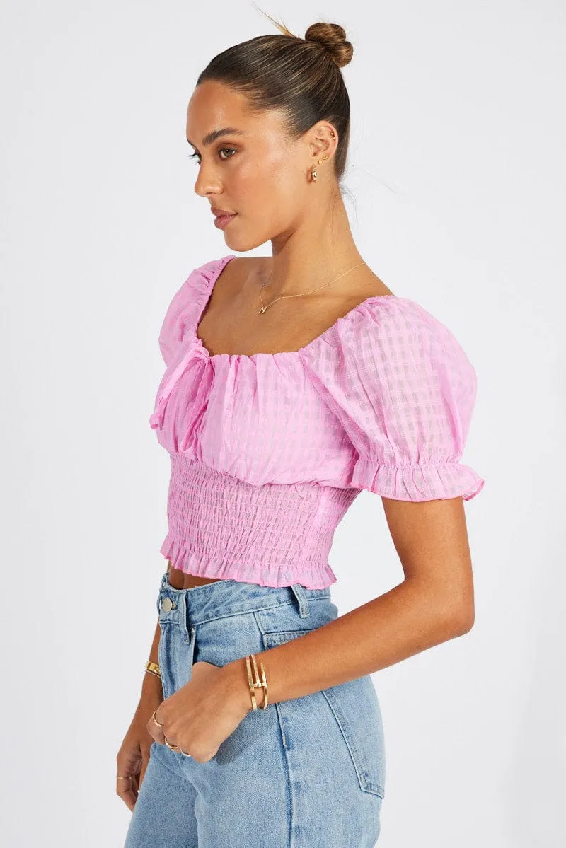 Pink Crop Top Short Sleeve sold by Ally Fashion product image thumbnail 4