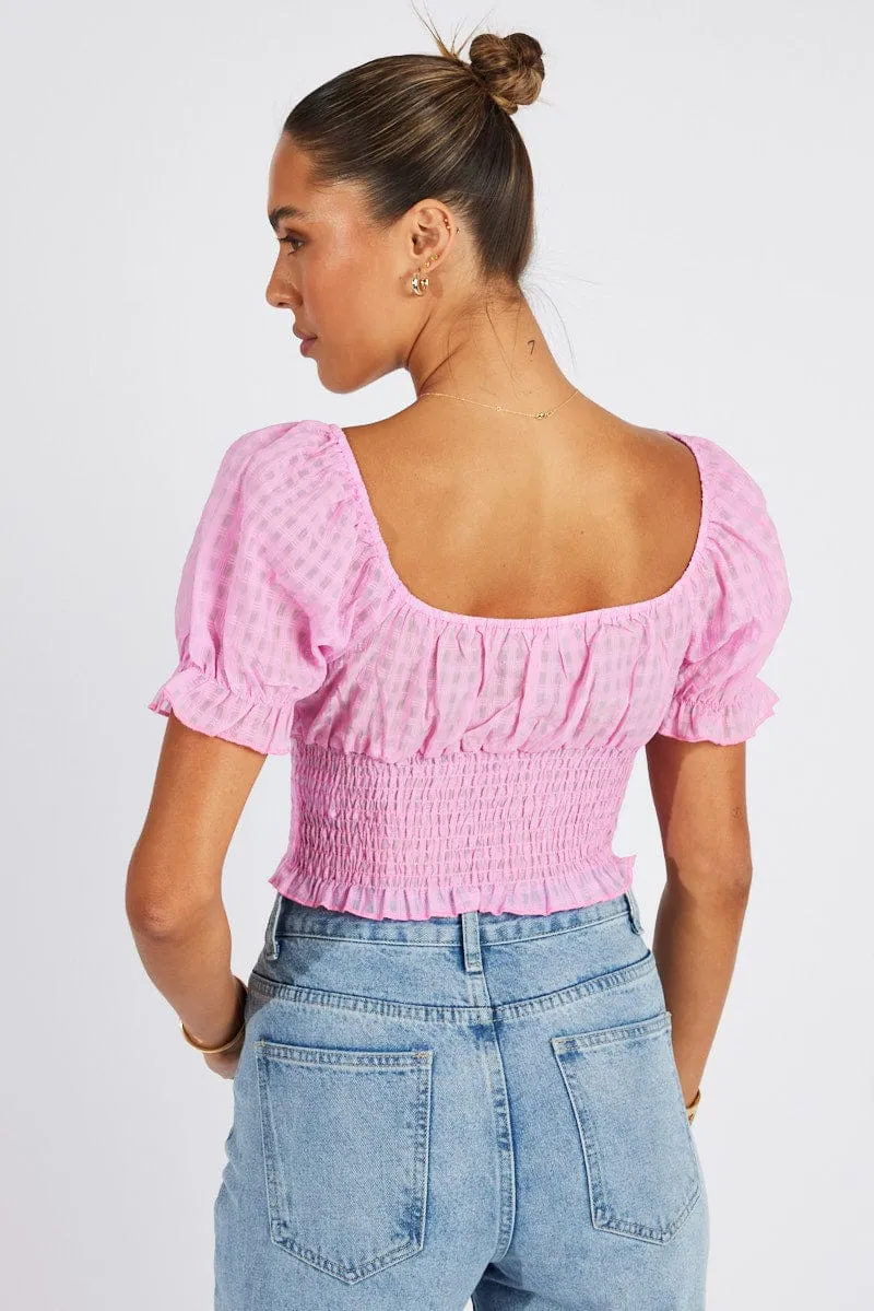 Pink Crop Top Short Sleeve sold by Ally Fashion product image thumbnail 5