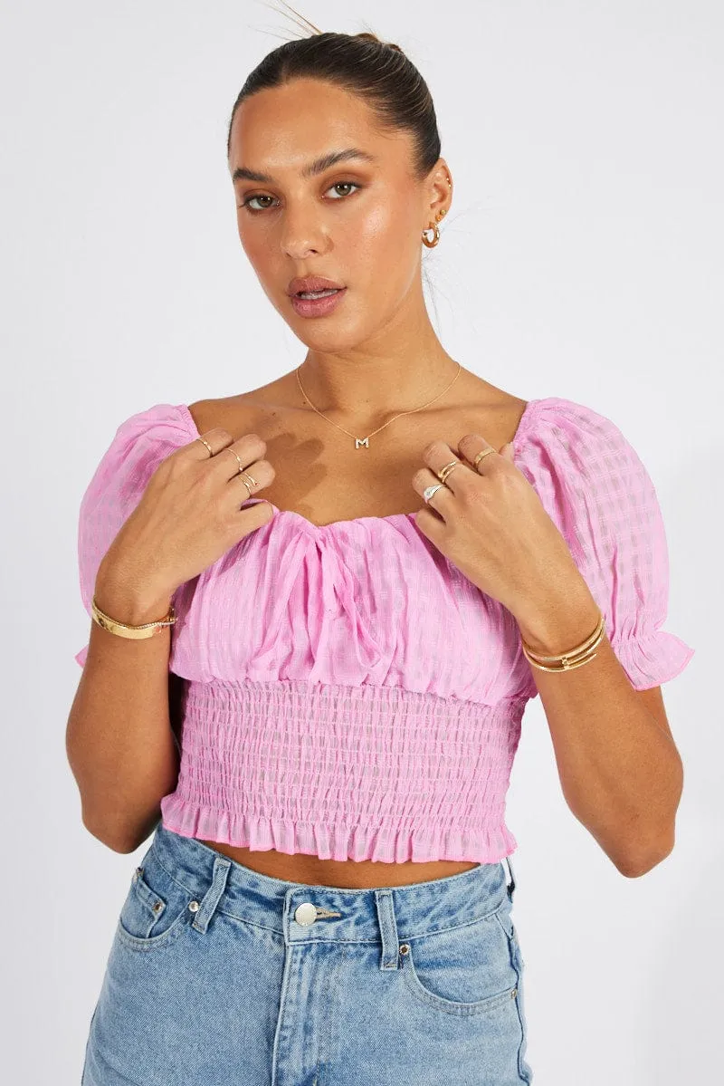 Pink Crop Top Short Sleeve sold by Ally Fashion product image thumbnail 2