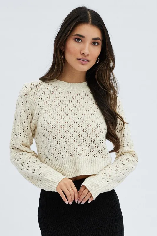 White Long Sleeve Knit sold by Ally Fashion