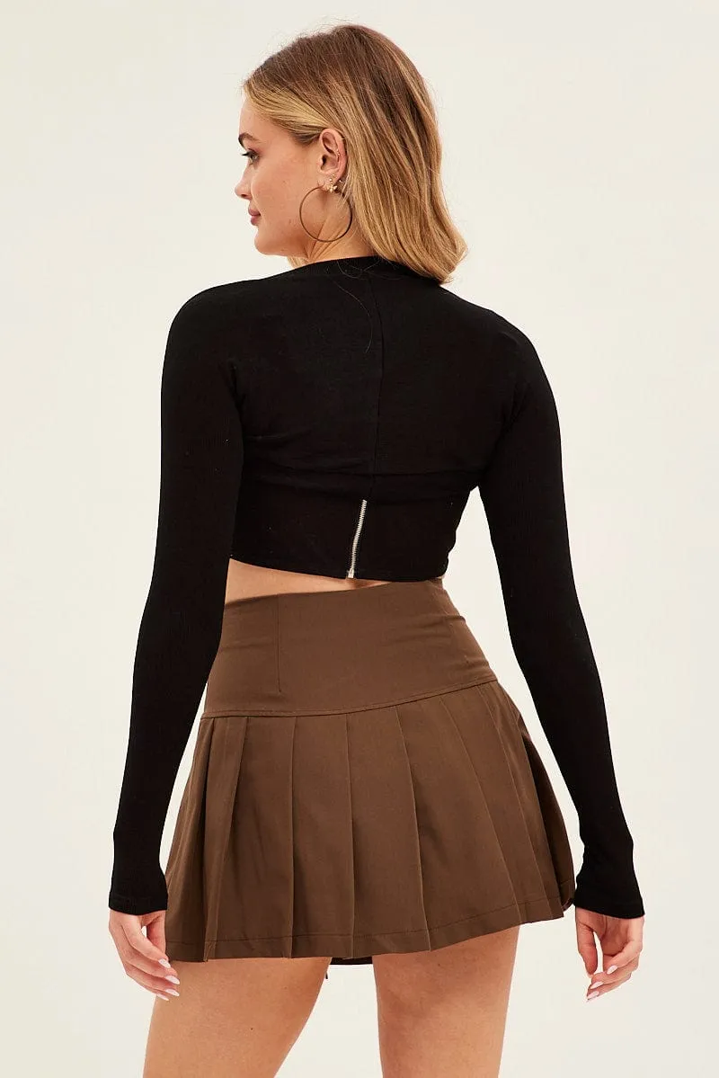 Brown Tie Front Tennis Mini Skirt sold by Ally Fashion product image thumbnail 5