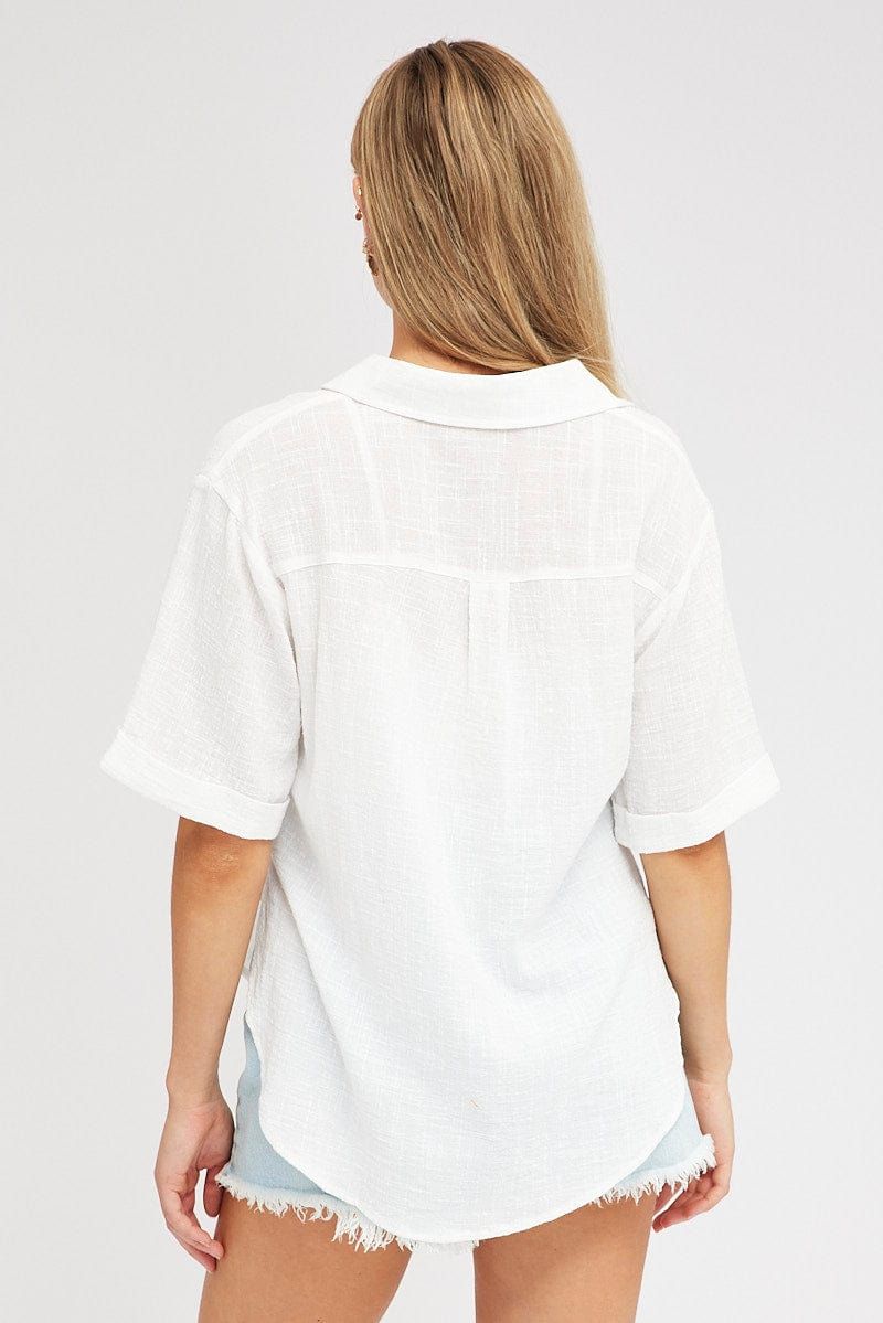 White Shirt Short Sleeve Collared Neck sold by Ally Fashion product image thumbnail 5