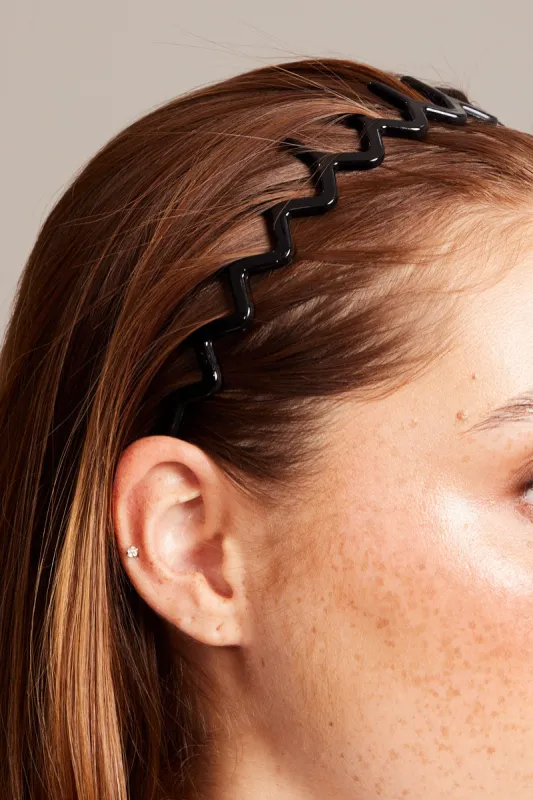 Black Zig Zag Toothed Hairband Headband sold by Ally Fashion