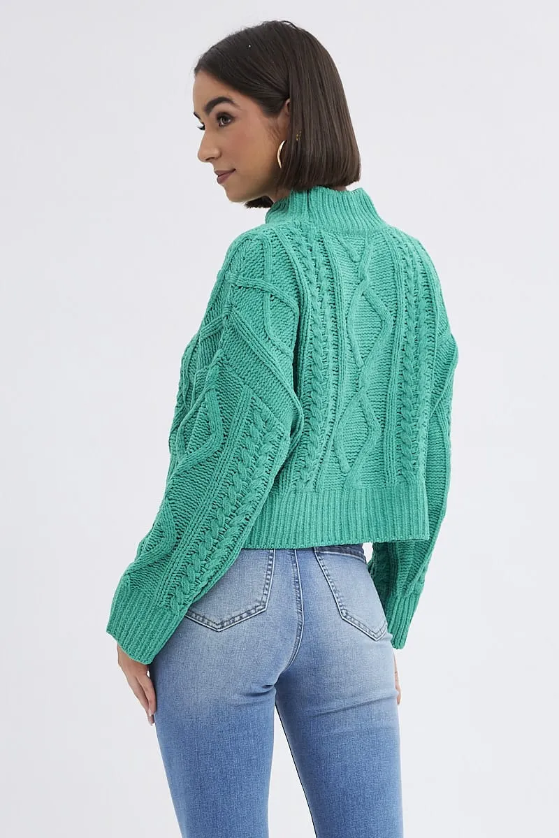 Green Cable Knit Jumper Long Sleeve sold by Ally Fashion product image thumbnail 5