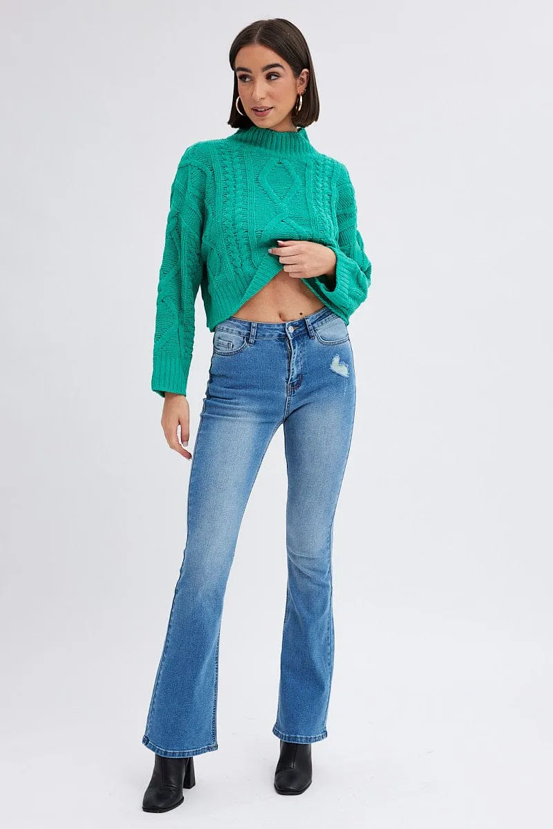 Green Cable Knit Jumper Long Sleeve sold by Ally Fashion product image thumbnail 2