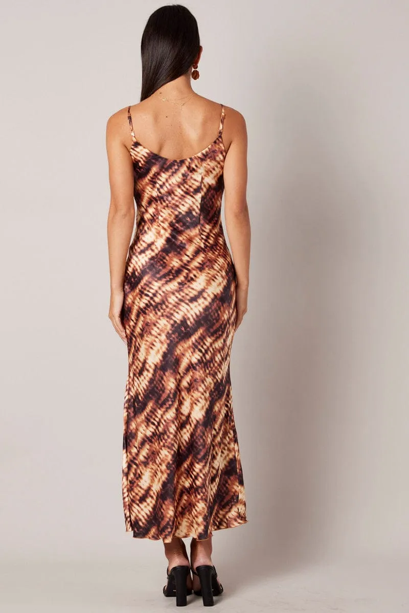Brown Abstract Maxi Dress Strappy sold by Ally Fashion product image thumbnail 5