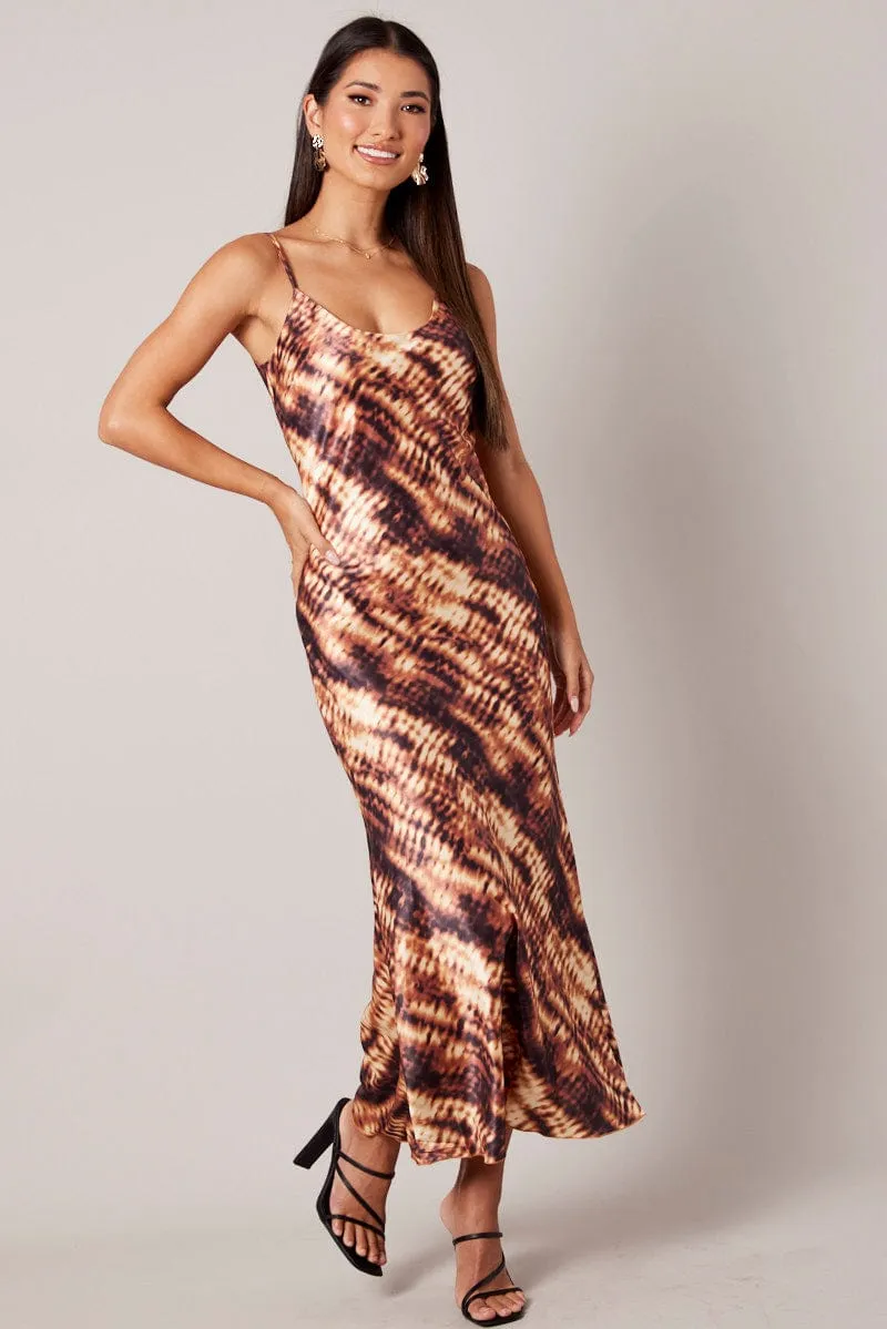Brown Abstract Maxi Dress Strappy sold by Ally Fashion product image thumbnail 2