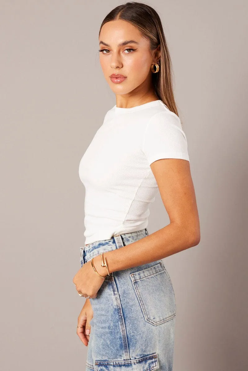 White T Shirt Short Sleeve Crew Neck sold by Ally Fashion product image thumbnail 4
