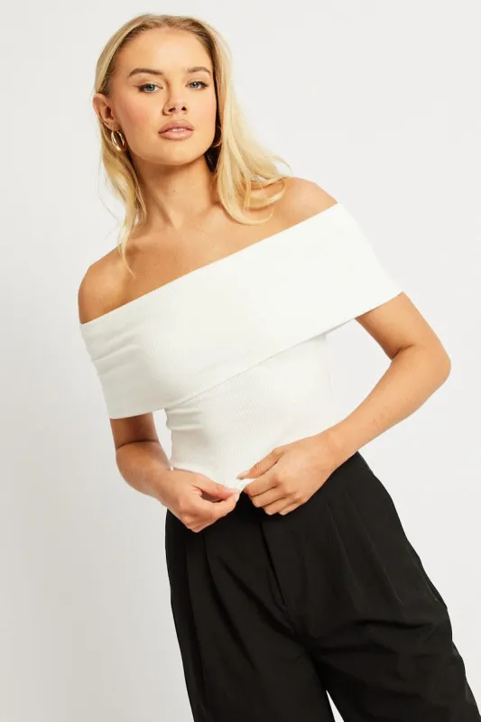 White Off Shoulder Top sold by Ally Fashion
