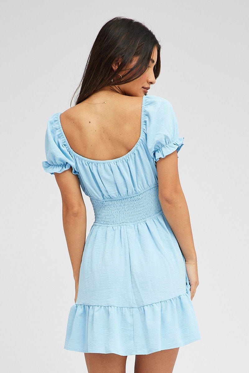 Blue Fit And Flare Dress Puff Sleeve Mini sold by Ally Fashion product image thumbnail 5