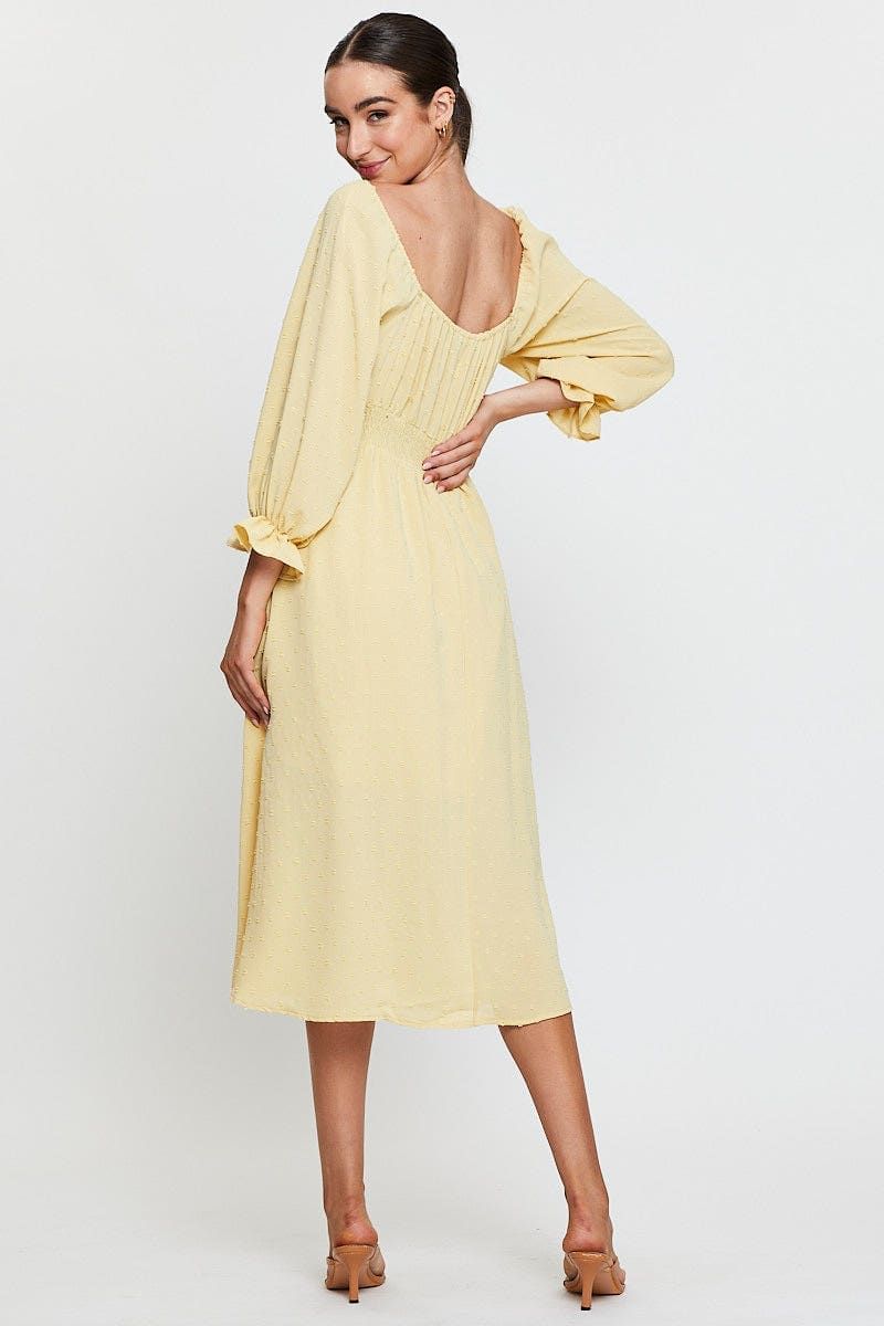 Yellow Maxi Dress Long Sleeve V Neck sold by Ally Fashion product image thumbnail 5