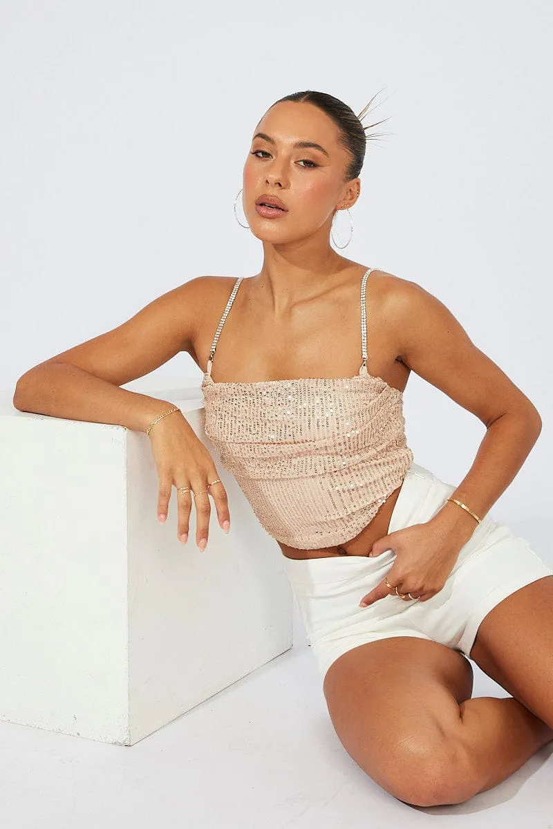 Metallic Sequins Cami Cowl Neck Crop sold by Ally Fashion product image thumbnail 2