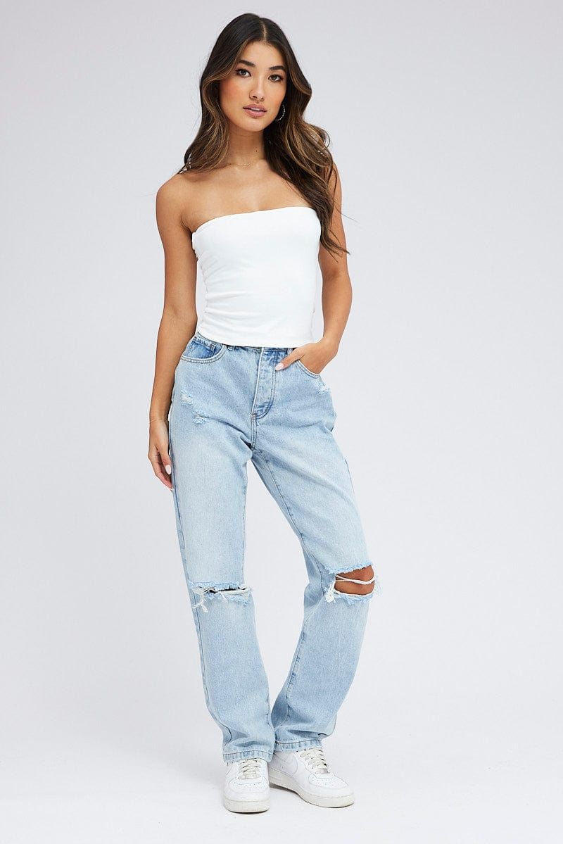 Denim Dad Jeans Ripped sold by Ally Fashion