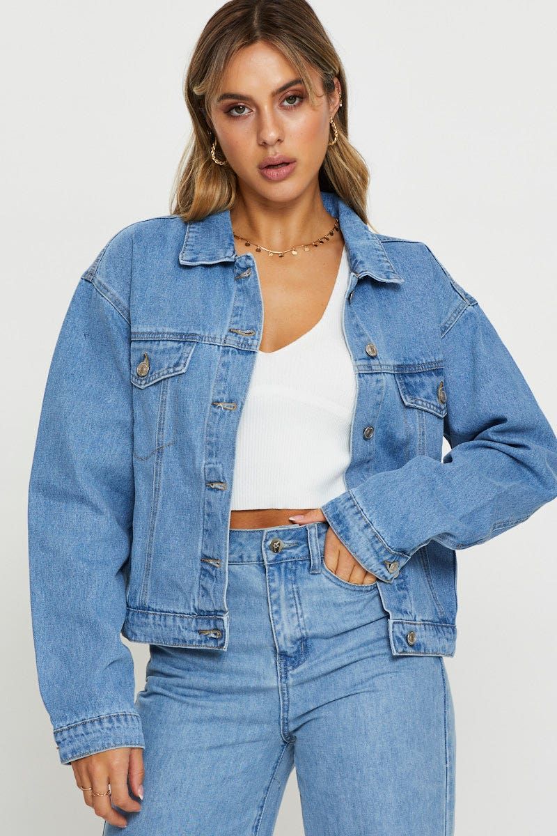 Blue Demin Jacket Long Sleeve sold by Ally Fashion product image thumbnail 3