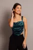Green Satin Tie Back Top sold by Ally Fashion