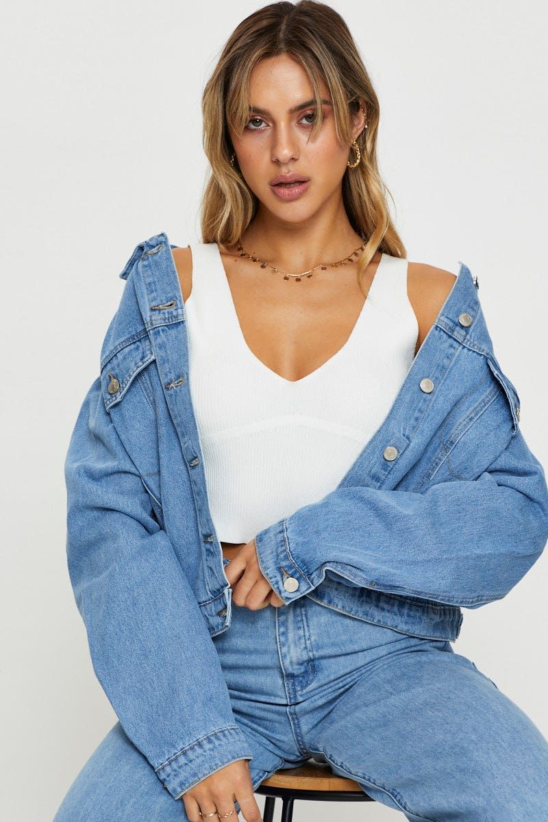 Blue Demin Jacket Long Sleeve sold by Ally Fashion