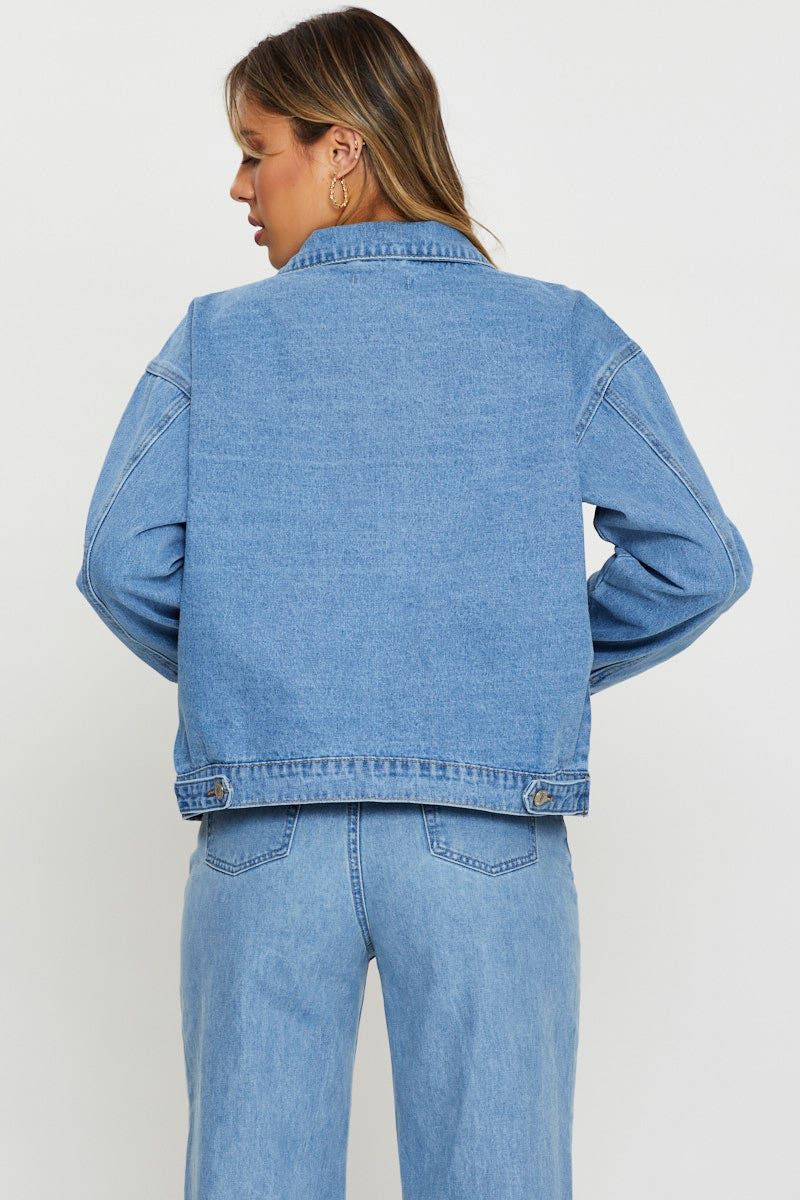 Blue Demin Jacket Long Sleeve sold by Ally Fashion product image thumbnail 5