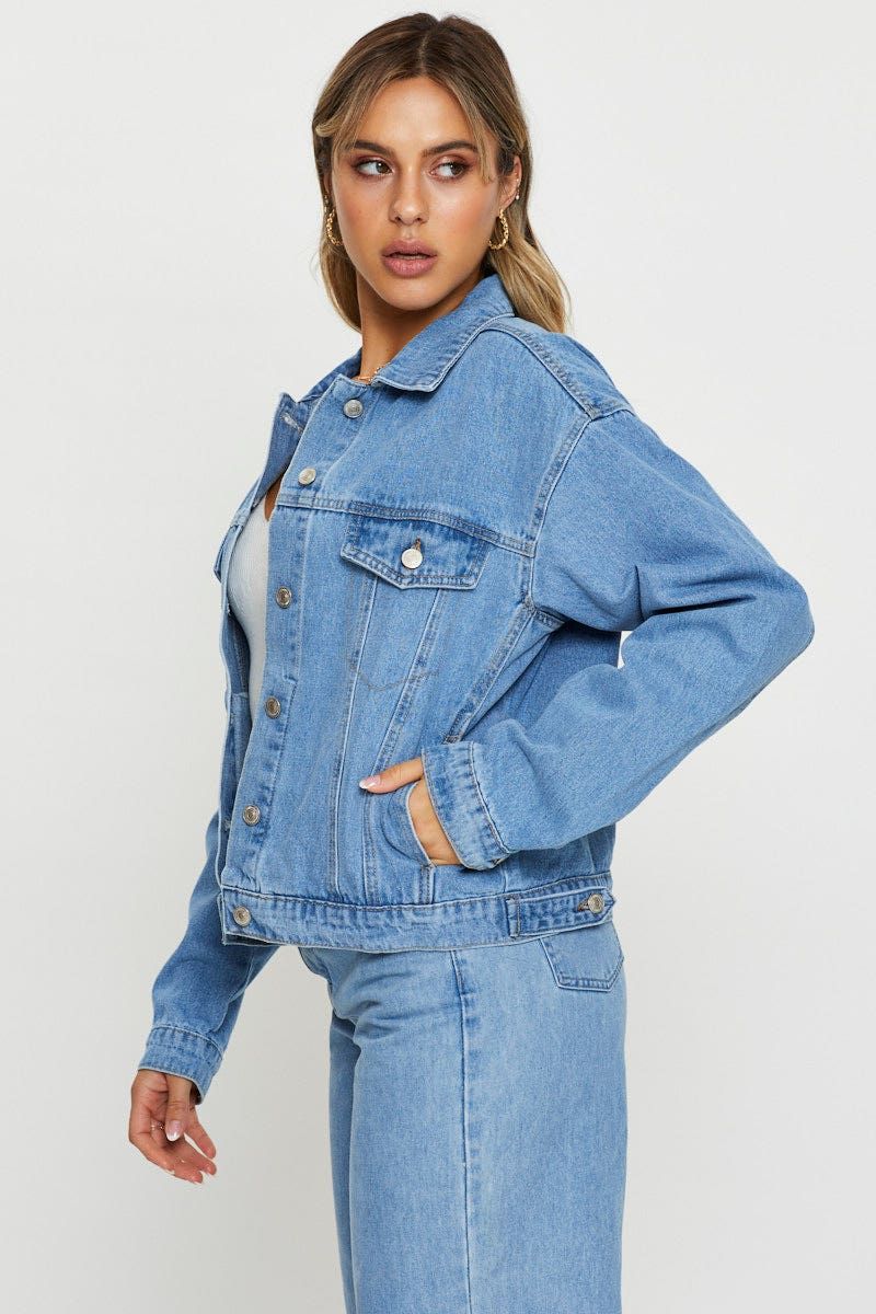 Blue Demin Jacket Long Sleeve sold by Ally Fashion product image thumbnail 4
