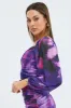 Purple Abstract Top Long Sleeve Abstract Print Mesh sold by Ally Fashion