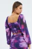 Purple Abstract Top Long Sleeve Abstract Print Mesh sold by Ally Fashion