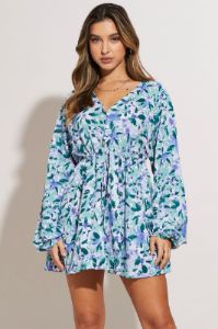 Print Mini Dress Long Sleeve sold by Ally Fashion