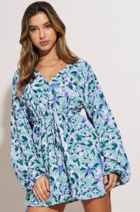 Print Mini Dress Long Sleeve sold by Ally Fashion