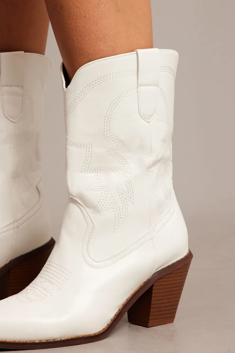 White Western Ankle Boots sold by Ally Fashion product image thumbnail 3