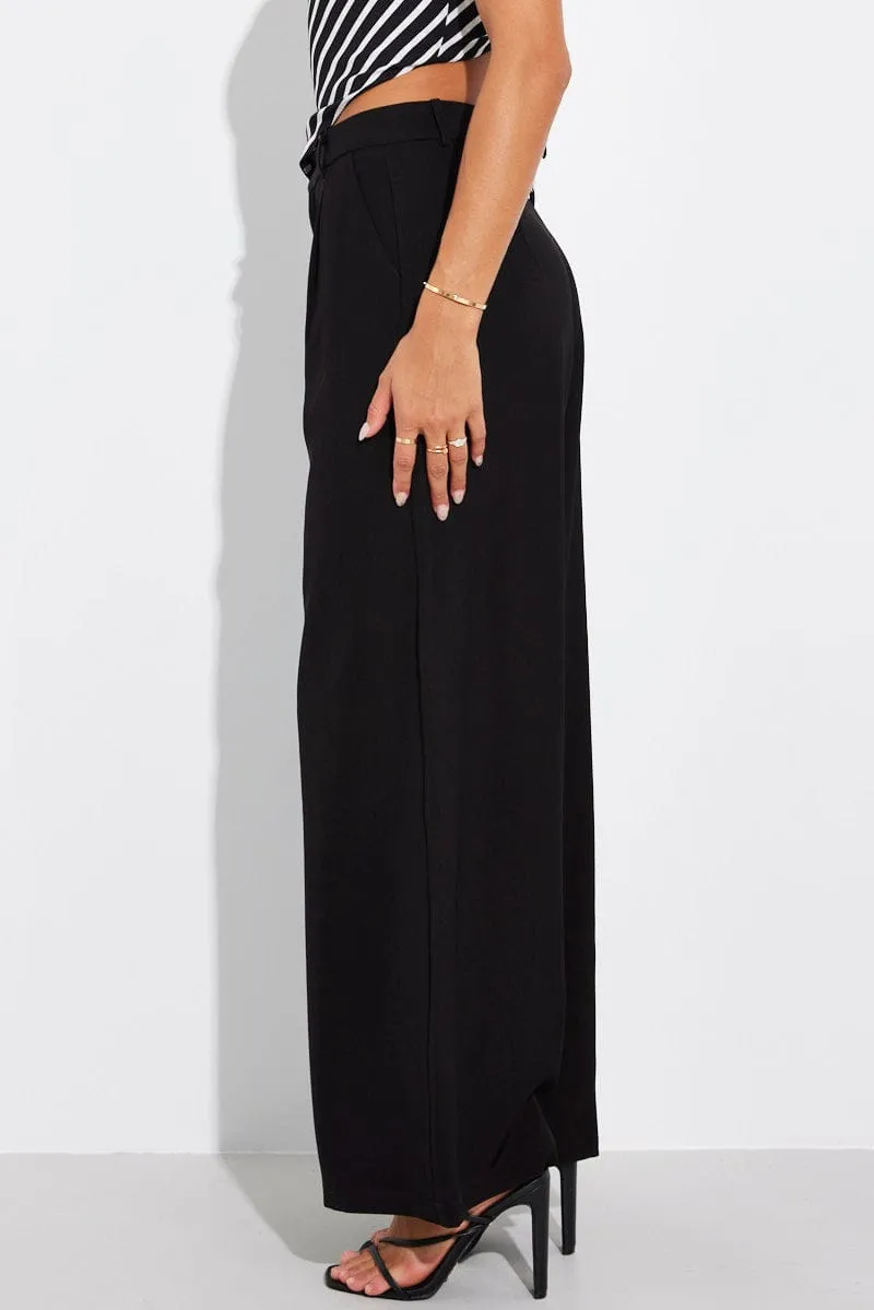 Black Wide Leg Pants High Rise sold by Ally Fashion product image thumbnail 3