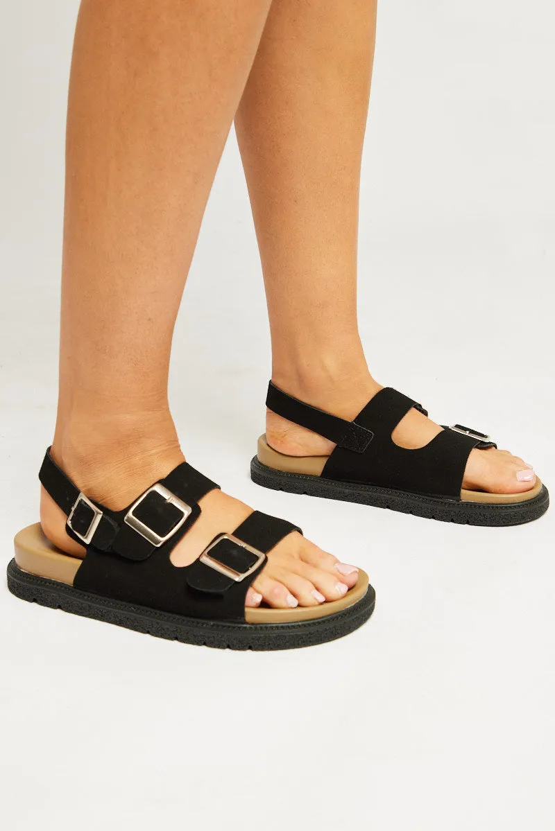 Black Double Buckle Suede Sandals sold by Ally Fashion